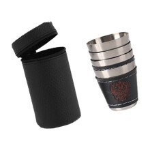 Steel Shot Glasses with Leather Cover Portable Shots Glasses Essential Party Cups Decoration Supplies