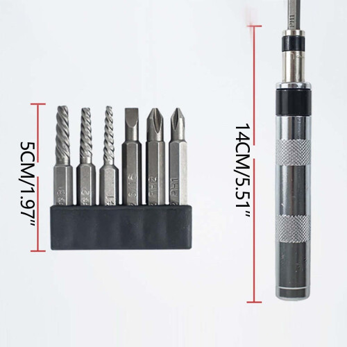 Manual Hand Reversible Impact Driver Set, Hexagonal Handle, Ergonomic Design, Replaceable Impact Bits, Durable Tool for Home Workshop Repairs 2