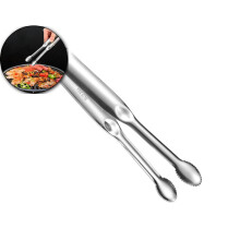 Stainless Steel Grill Tongs, Serrated Barbecue Food Grippers, Locking Meat & Bread Turner for Outdoor Cooking & Kitchen Use