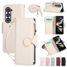 For compatible with Samsung Galaxy Z Fold 7 6 5 4 3 Phone Case Leather Cover Wallet Bag