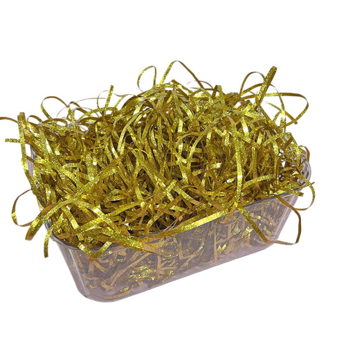 100g λαμπερό χρυσό μετάξι Rafia Grass Crinkle Cut κομμάτια χαρτιού για γέμιση κουτιού δώρου 1