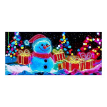 UV-Activated Christmas Garage Door Cover – Fluorescent 2D Santa & Elf Banner, Lighted Backdrop, Indoor/Outdoor Decor, Compatible with Standard Doors