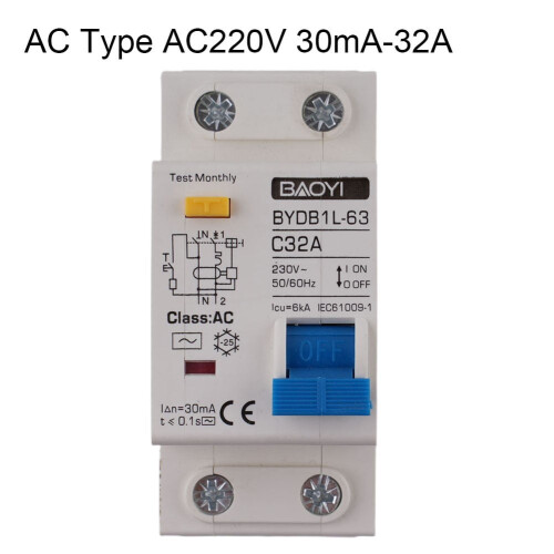 Kairuite MCB RCCB Type A/AC RCBO DPNL 2P 2