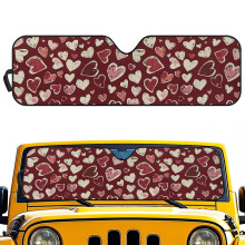 Red Hearts Windshield Sun Shade for Jeep Rubicon Sahara TJ