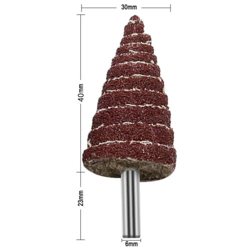 Tapered Cone Grinding Head 6mm Shank 5 Pcs 80 Grit 1