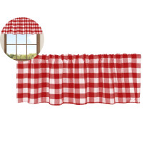 Buffalo Plaid Curtains Valances for Windows - Semi Sheer Checkered Rod Pocket Valance for Living Room, Farmhouse, Bedroom