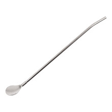 Cuillère à mélanger à long manche en acier inoxydable 304 avec paille intégrée – Double usage pour les fruits, le thé au lait et les boissons
