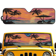 Foldable Hawaiian Palm Tree Windshield Sunshade for 2018-2025 Jeep Wrangler JL/JLU & 2020-2025 Gladiator – UV/Heat Blocking