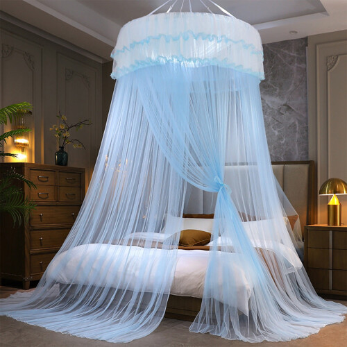 Dome Net Ceiling-Mounted Princess Bed with Foldable Ruffled 1