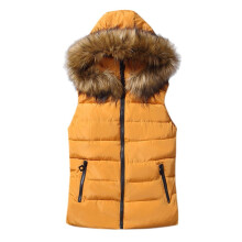 Women‘s Puffer Vest Casual Thicken Qulited Hooded Vest Solid Color Zipper Sleeveless Gilet Jacket With Pocket