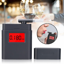 Portable LCD Digital Backlight Breath Analyzer Alcohol Tester with 5 Mouthpieces
