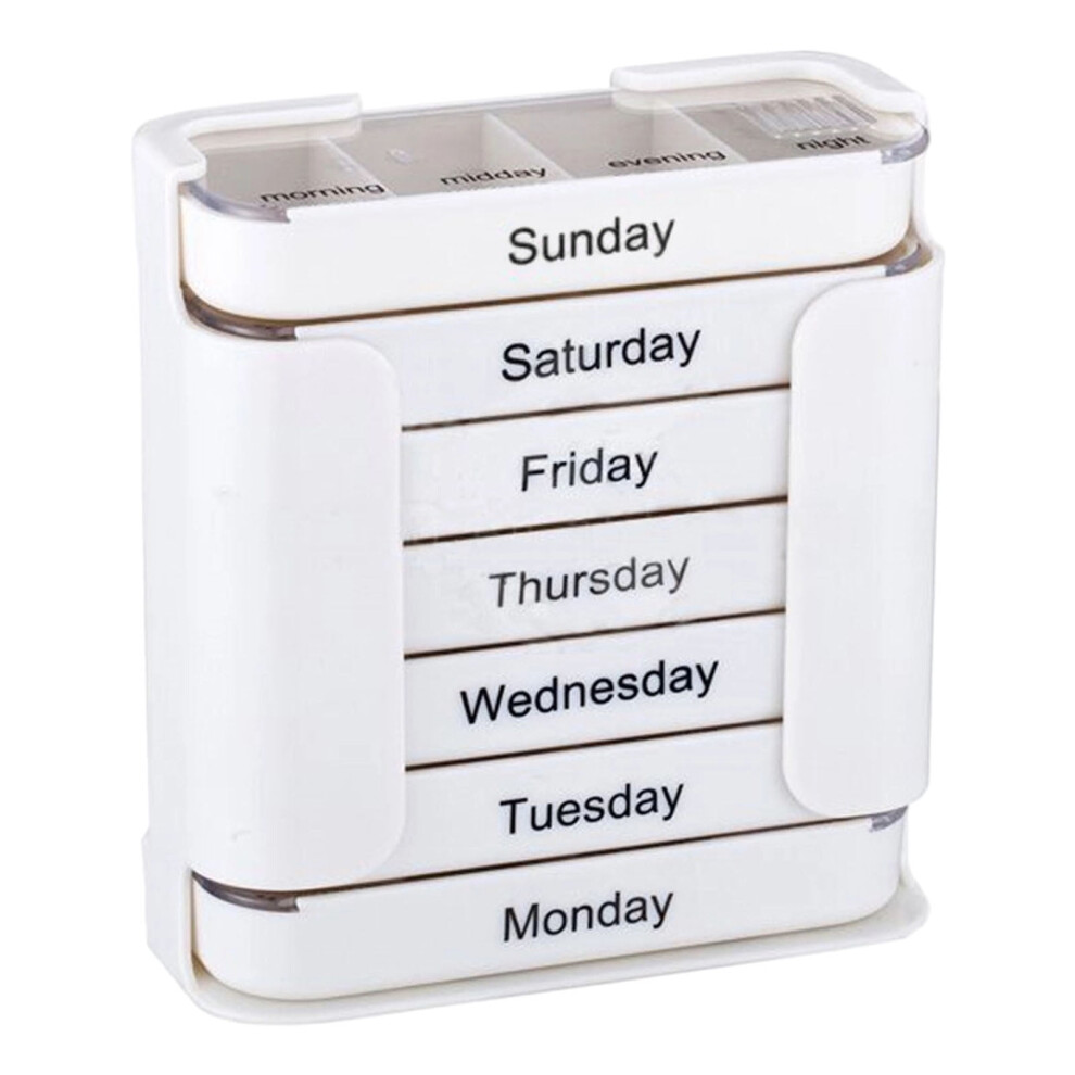 7-Day Weekly Pill Organizer With Stackable Compartments, 4 Times A Day (Morning, Noon, Evening, Bedtime) Medication Management System