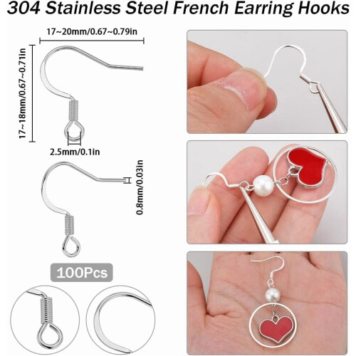Stainless Steel Hypoallergenic Earring Hooks 100 pcs 1