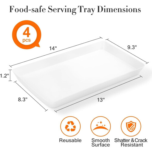 4-Pack Reusable Serving Trays for Snacks, Fruit, BBQ & Pantry Organization – Compatible with Standard Kitchen Use 1
