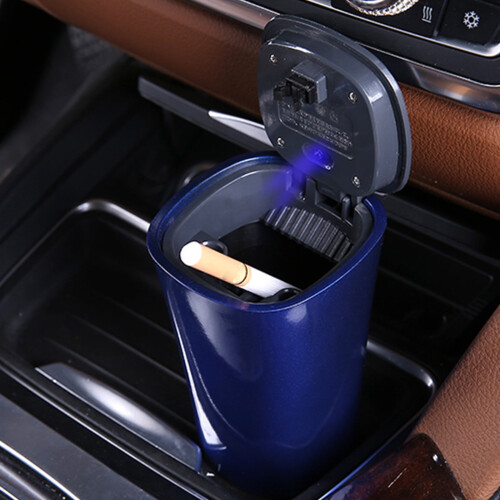 Solar Powered Car Ashtray LED Light Energy Saving Auto Ash Tray 1