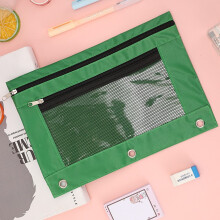Three-hole Pencil Pouch Bag Zipper Transparent PVC Storage Bag Detachable Folder Large Capacity Pencil Case