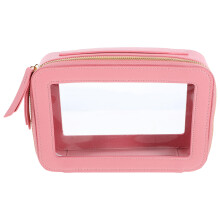 Sac Cosmétique Rose Clair En PU Grande Ouverture