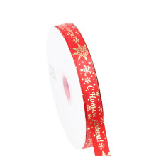Christmas Snowflake Wired Ribbon 0.7" x 25 Yds, Thin Satin for Gift Wrapping, DIY Bows, Floral & Holiday Decor