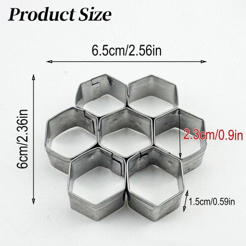 Hexagonal Cookie Cutter,1 set Cavity Mini Hexagonal Shapes Molds for Cookie,Stainless Steels Tiny Hexagonal Cookie Cutters Mold for Baking 2