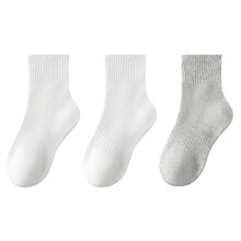 3PC Kids Boys Girls Athletic Crew Socks High Tube Cotton School Uniform Basic Socks Dark Gray 3-5 Years