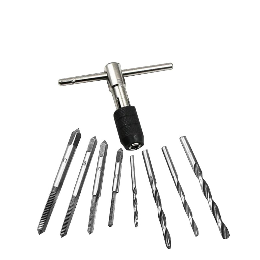 9Pcs Hss M3-M6 Tap Drill Wrench Set With T-Type Wrench Hss Combination Tap Drill Set Hand Tools 9097180835295