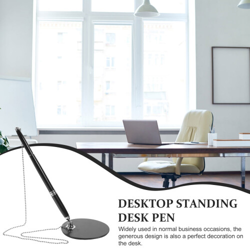 Στυλό HEMOTON Desktop Signature Writing με Stand, Μελάνι Υποδοχής Ασημί 2