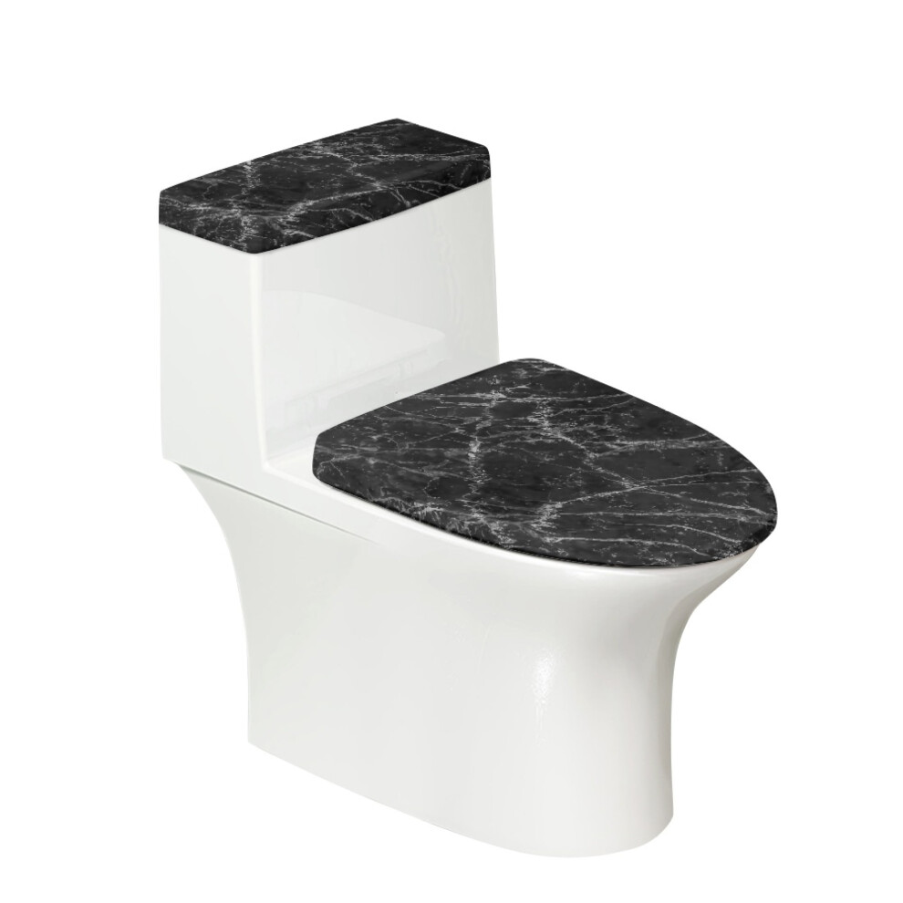 Black Marble Toilet Lid Cover Set 17" X 21" 2 Pcs 9085618504226
