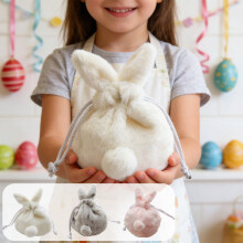 Easter plush bunny drawstring bag with ears 1 piece