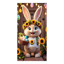 Happy Easter Door Cover 31x79in, Waterproof Fabric Banner with Eggs & Rabbit – Spring Festive Home Decor