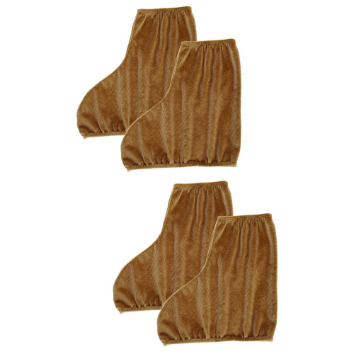 2Pairs Portable Elastic Ice Skates Covers Light Brown Boot Sleeves