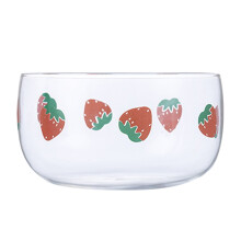 Glass Bowl Set, Dessert Bowls, Prep Bowls for Kitchen, Clear Glass Cereal Bowl for Eating with Cute Strawberry Watermelon Orange Printing