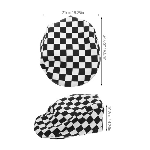 1Pcs Checkered Print Chef Hat Polyester Use Head Cover for Cooking 1
