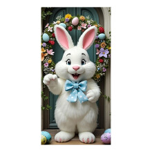 Happy Easter Door Cover 31x79 in, Waterproof Fabric Banner with Eggs & Rabbit – Spring Festive Home Decor