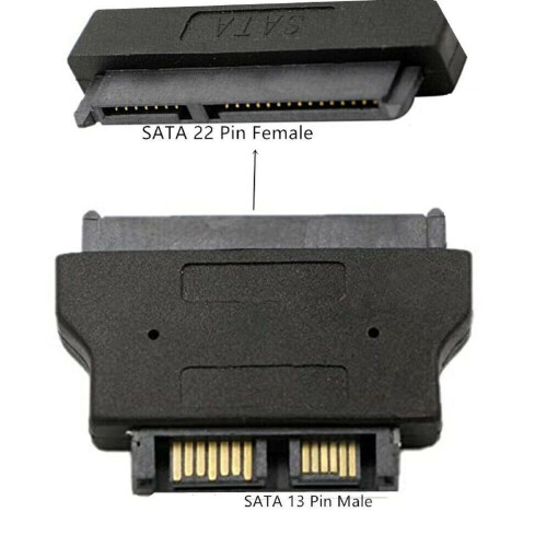 Μετατροπέας προσαρμογέα SATA 22Pin σε 13Pin Slimline SATA, βύσμα θηλυκό σε αρσενικό, μαύρο, νέο 2