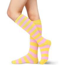 Womens Athletic Knee High Socks, Outdoor Sport Thigh High Stockings, Casual Stripes Tube Socks