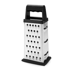 9" Stainless Steel Grater for Cheese, Garlic, Nutmeg, Chocolate – Dishwasher Safe, Ergonomic Handle, Black