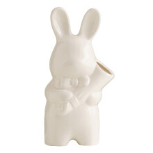 7'' Ceramic Rabbit Figurine Vase – Easter Decor, Living Room/Desk Centerpiece, Wedding Craft Ornament