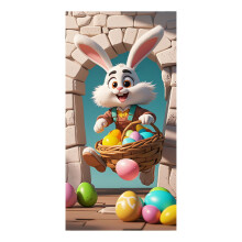 Happy Easter Door Cover 31x79 in, Waterproof Fabric Banner with Eggs & Rabbit – Spring Festive Home Decor