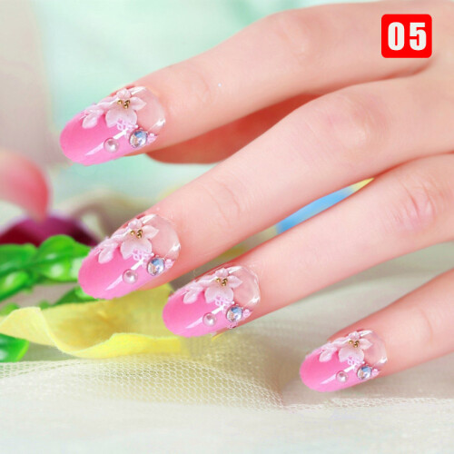 (5) 24pcs Asterism Fake Nails, Reusable for Manicure