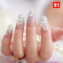 (1) 24pcs Asterism Fake Nails, Reusable for Manicure