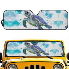 Foldable Blue Sea Turtle Windshield Sun Shade Compatible with Jeep Wrangler JK/JKU/TJ (1997–2018)