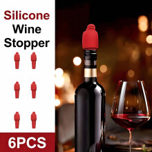 6 PCS Silicone Wine Stopper, Reusable Bottle Stoppers Compatible with Wine, Champagne & Beer