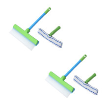 Aquaswipe Recyclable Silicone Window Squeegee Kit, 3-in-1 Cleaner with Microfiber Scrubber – 2PCS, compatible with standard windows