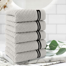 5pcs Face Towels Set, Absorbent Thickened Cotton Bathroom Towels, Soft Solid Color Towels for Bathroom, Showering, Gym & Hotel, 28.74 x 13.39 in