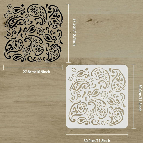 Molde de Mandala Paisley em Plástico 11,8x11,8 polegadas 2