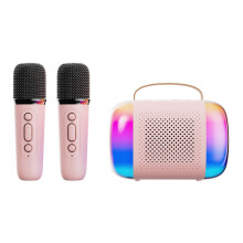 Portable Karaoke Machine 2 Mics Speakers LED Lights for Children Ages 5-12 Microphone for Children Birthday Gift