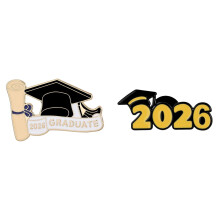 Class of 2026 Graduation Brooch Pin Set – Cap Decoration, Souvenir Gift for Students, Teachers, Men & Women (2PCS)