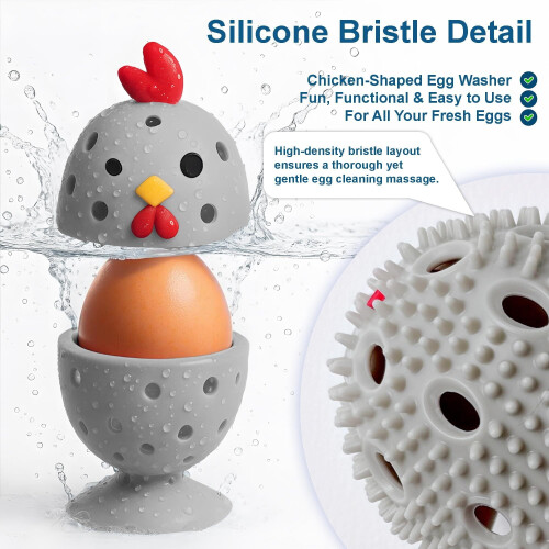 Chicken-Shaped Silicone Egg Washer, 2 Pack 1