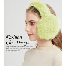 Winter Ear muffs for Women Men, Fluffy Ear Warmer with Thick Faux Ear Covers, Foldable for Convenience
