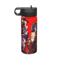 Persona 5 Royal Kids Insulated Water Bottle with Straw – 18 oz Stainless Steel, Leakproof, BPA Free, Compatible with School & Travel